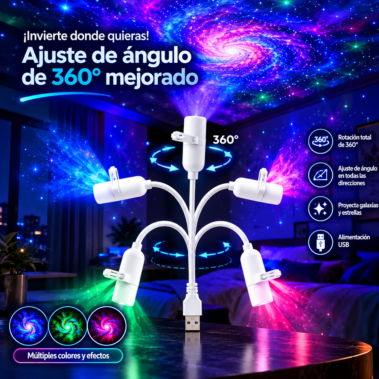 Nuevo proyector Relajante galaxia, planetas, estrellas.