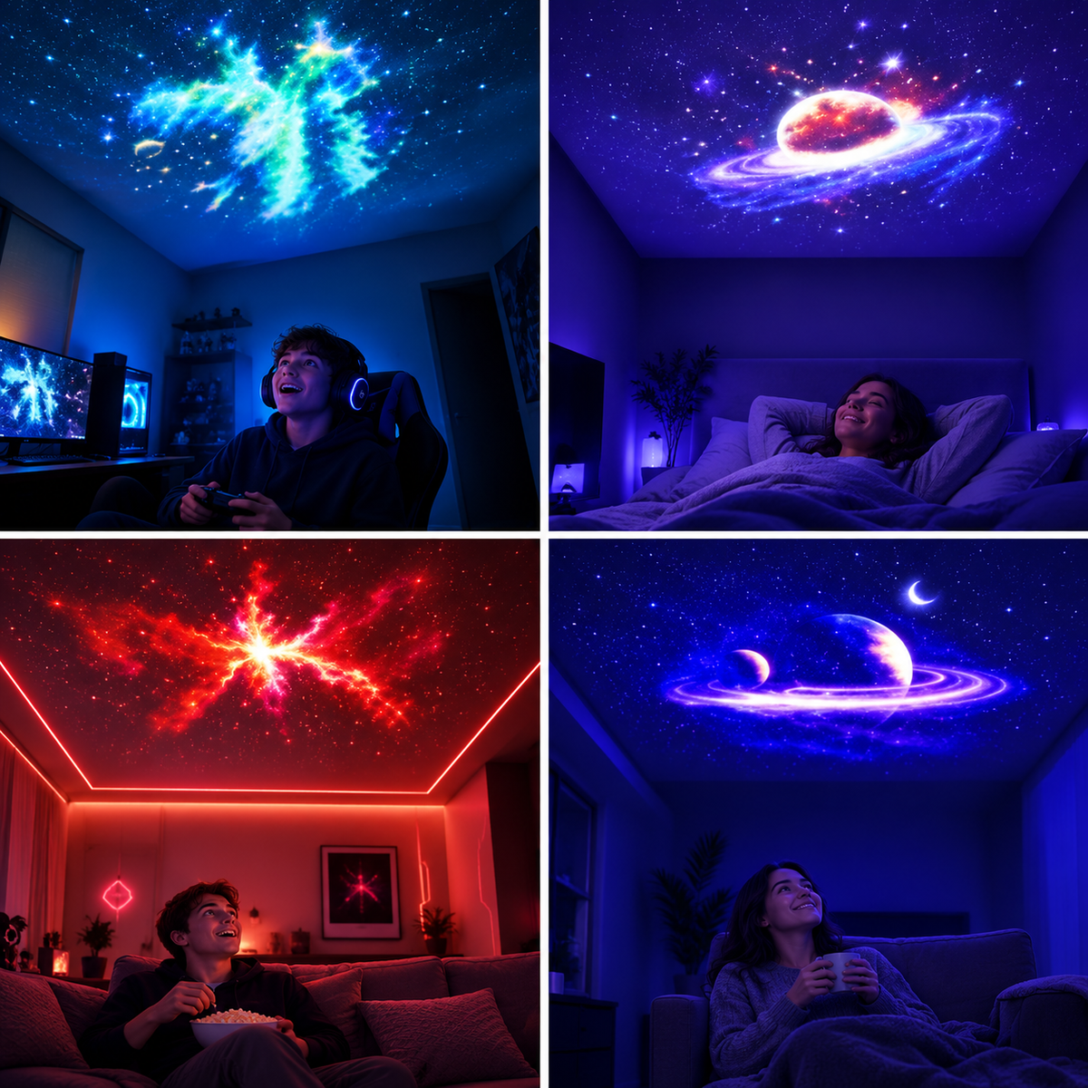 Nuevo proyector Relajante galaxia, planetas, estrellas.